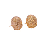 Textured Gold Plated Nugget Stud Earrings Modern Organic Design