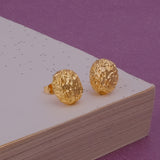Textured Gold Plated Nugget Stud Earrings Modern Organic Design
