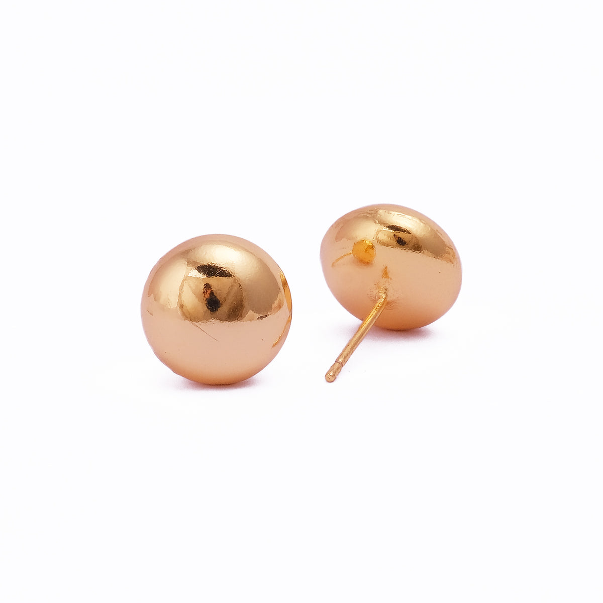 Classic Gold Plated Ball Stud Earrings Minimal Round Sphere