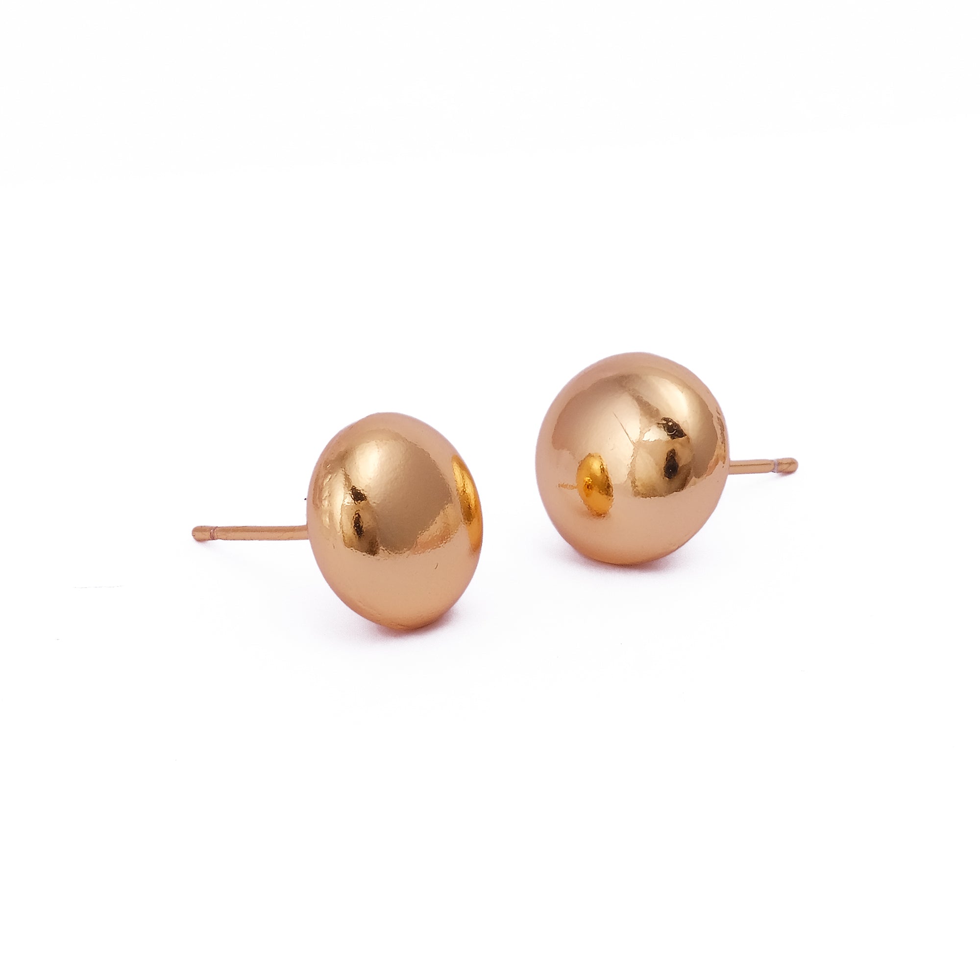 Classic Gold Plated Ball Stud Earrings Minimal Round Sphere