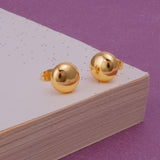 Classic Gold Plated Ball Stud Earrings Minimal Round Sphere