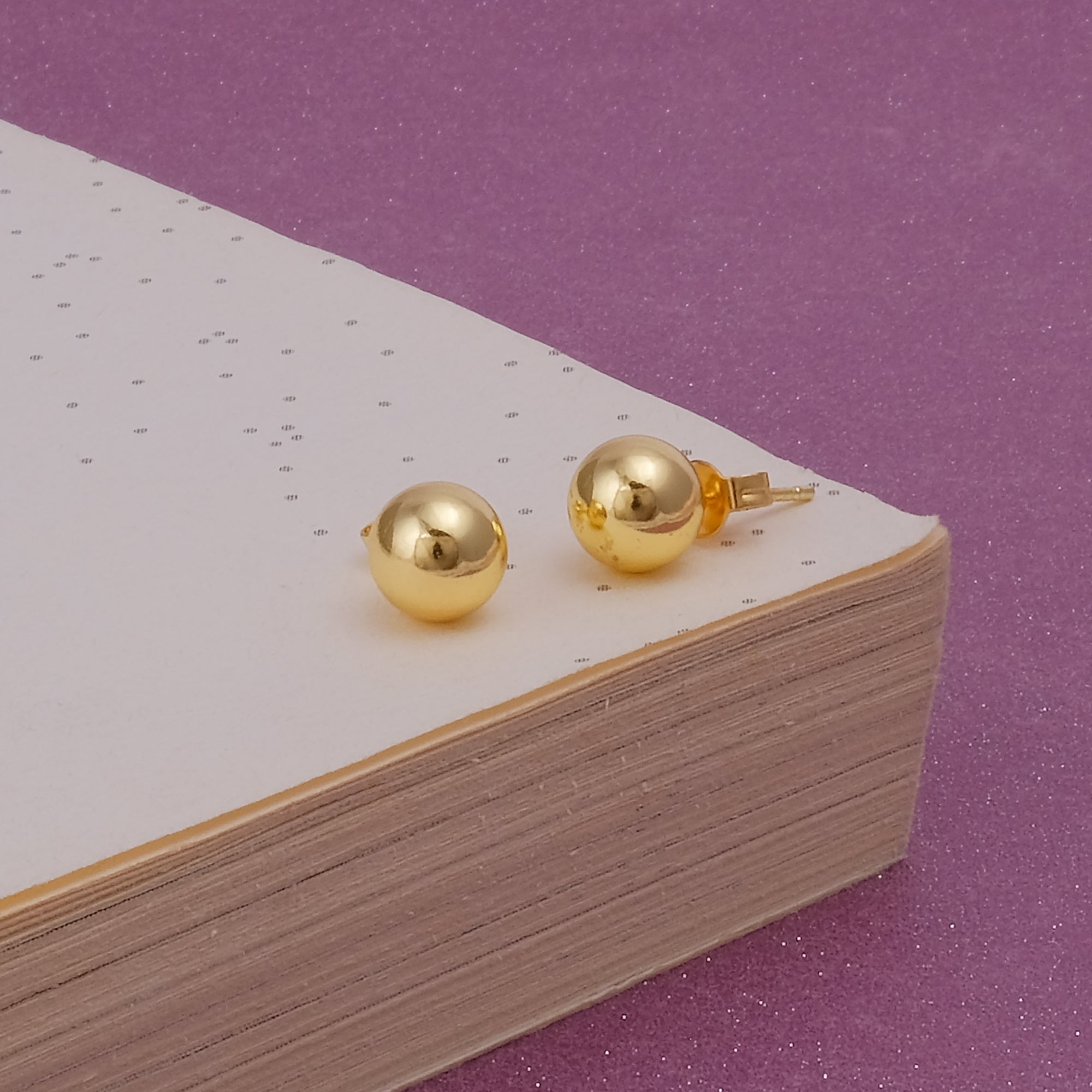 Gold Plated Ball Stud Earrings Classic Round Minimalist Everyday Jewelry