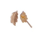 Gold Plated Feather Stud Earrings Minimalist Nature Inspired Jewelry