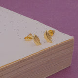 Gold Plated Feather Stud Earrings Minimalist Nature Inspired Jewelry