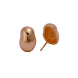 Organic Bean Shape Gold Stud Earrings Modern Minimal Everyday Jewelry