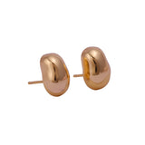 Organic Bean Shape Gold Stud Earrings Modern Minimal Everyday Jewelry