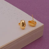 Organic Bean Shape Gold Stud Earrings Modern Minimal Everyday Jewelry