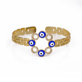 CZ Gemstone Bangle Evil Eye Jewelry Adjustable Gold Plated Bangle