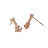 Cubic Zircon Gemstone Stud Earrings Tiny Arrow Gold Plated Jewelry For Her