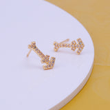 Cubic Zircon Gemstone Stud Earrings Tiny Arrow Gold Plated Jewelry For Her