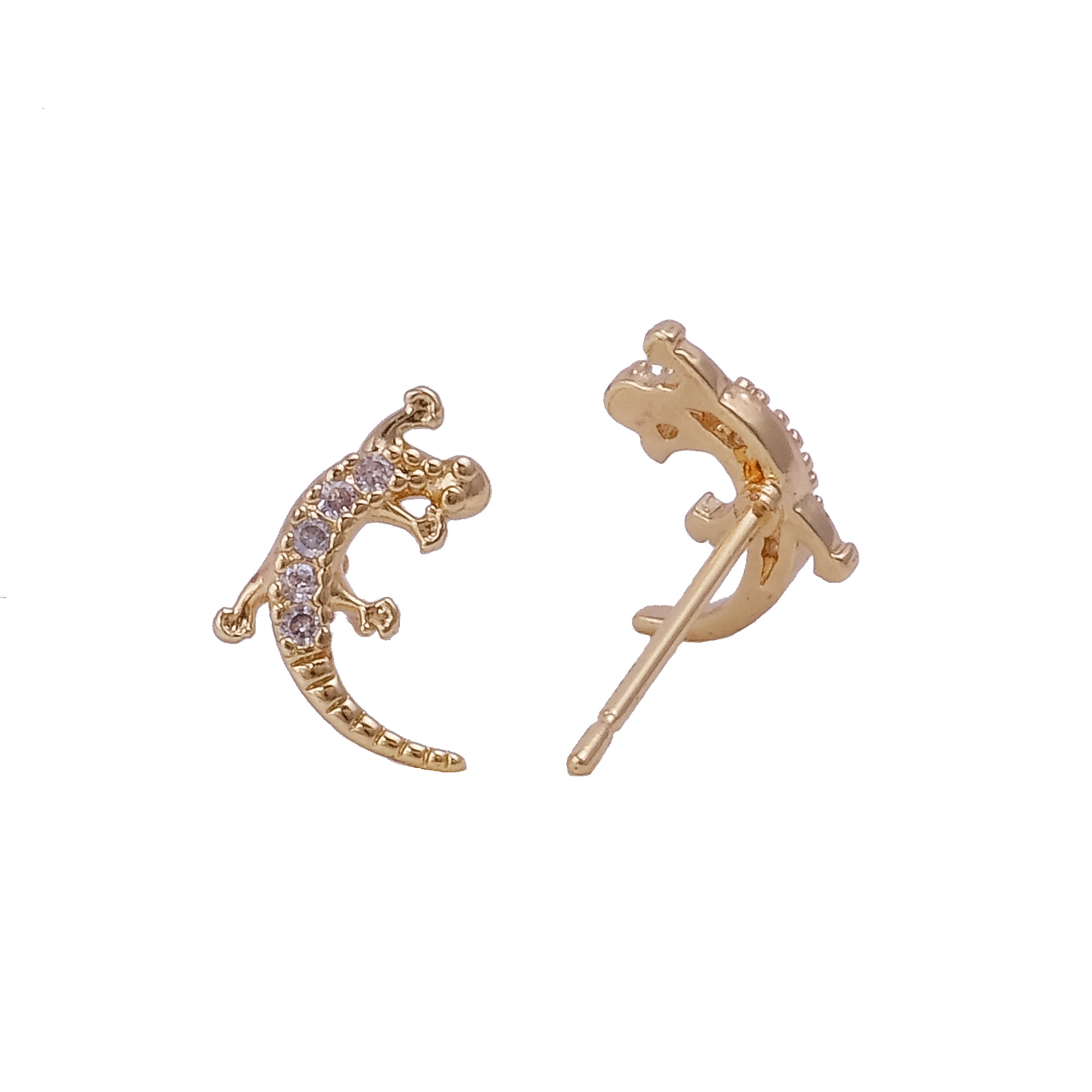 Gold Lizard Stud Earrings Gecko Animal Earrings Gold Plated Earring
