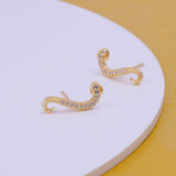 Tiny Snake Earrings For Kids Cubic Zircon Gemstone Stud Earrings Gold Plated Jewelry