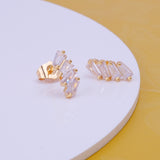 Elegant Gold Baguette Crystal Earrings Geometric Design Gold Plated Earring