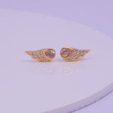 Elegant Wing Stud Earrings Cubic Zircon Gemstone Jewelry Gold Plated Earrings For Her