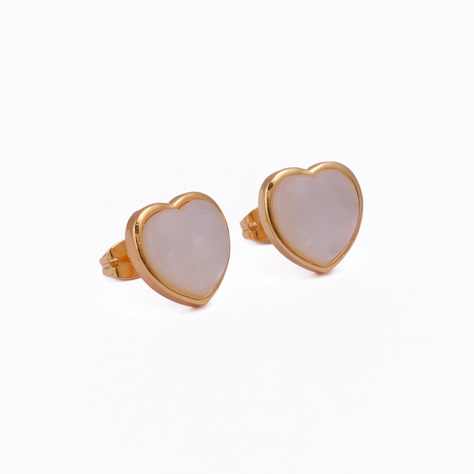 Heart of Pearl – Gold Plated Mother of Pearl Stud Earrings
