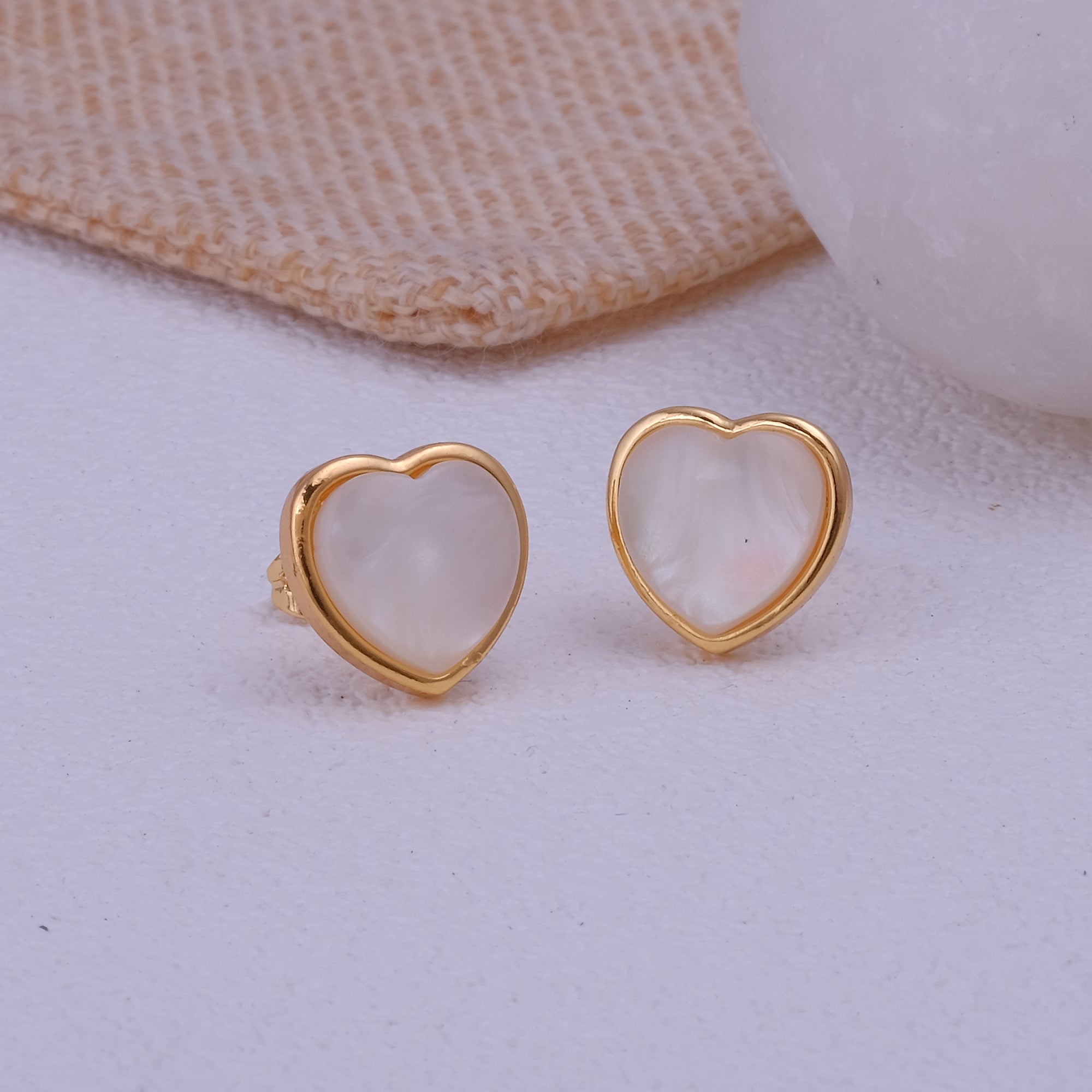 Heart of Pearl – Gold Plated Mother of Pearl Stud Earrings