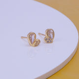 Gold Plated Heart-Shaped Stud Earrings with CZ Gemstones