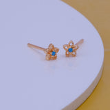 Blur Turquoise Gemstone Stud Earrings Tiny Star Shape Earrings Gold Plated Jewelry For Kids