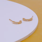 Cubic Zircon Gemstone Stud Earrings Aesthetic Half Hoop Gold Plated Jewelry For Her