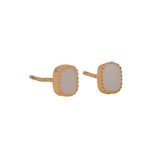 White Agate Gemstone Earring Gold Plated Crown Setting Studs
