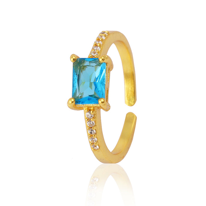 Hydro Blue Topaz Statement Ring, Gemstone, Band Adjustable Ring, Gold Plated Jewelry..