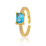 Hydro Blue Topaz Statement Ring, Gemstone, Band Adjustable Ring, Gold Plated Jewelry..