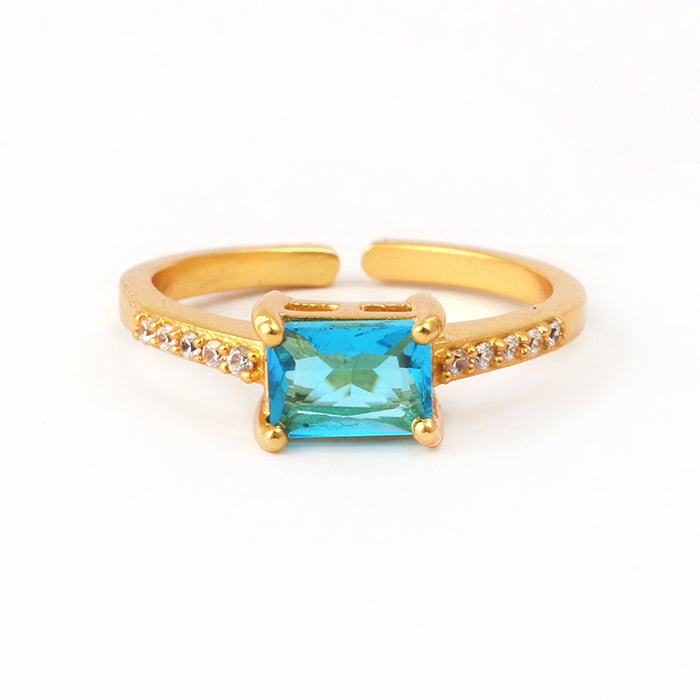 Hydro Blue Topaz Statement Ring, Gemstone, Band Adjustable Ring, Gold Plated Jewelry..