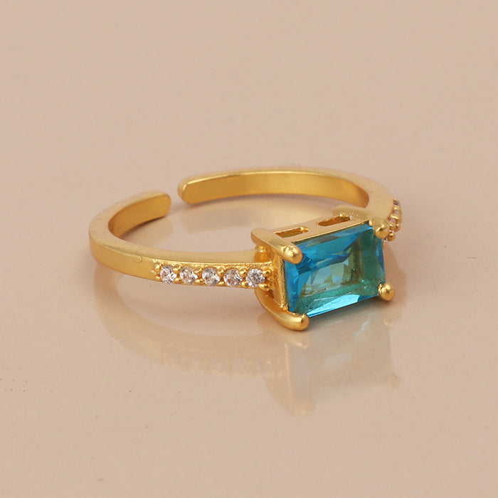 Hydro Blue Topaz Statement Ring, Gemstone, Band Adjustable Ring, Gold Plated Jewelry..