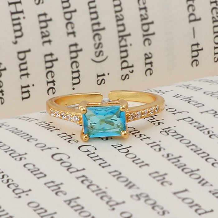 Hydro Blue Topaz Statement Ring, Gemstone, Band Adjustable Ring, Gold Plated Jewelry..