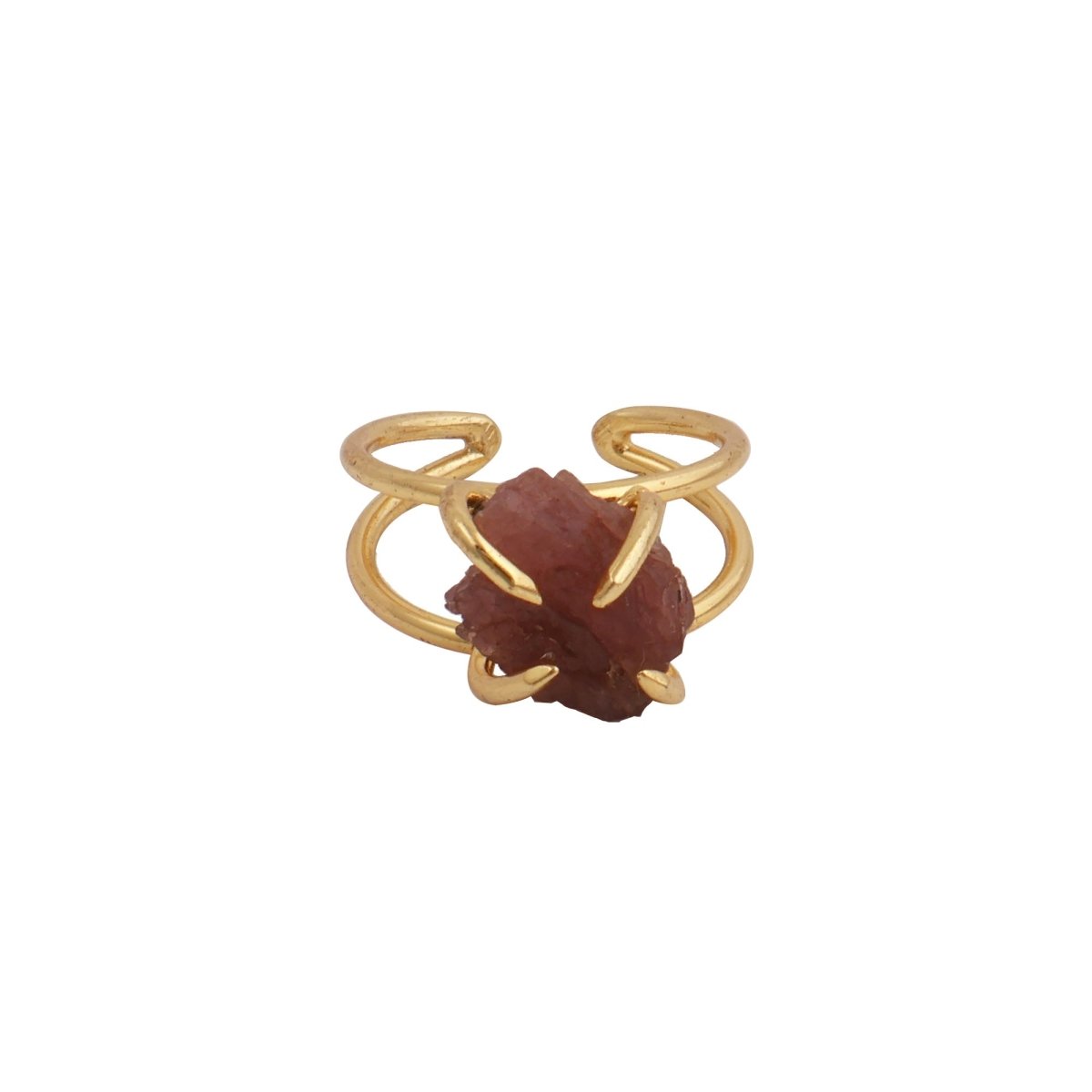 18K Gold Plated Raw Citrine Ring, Statement Jewelry Adjustable Ring 5393