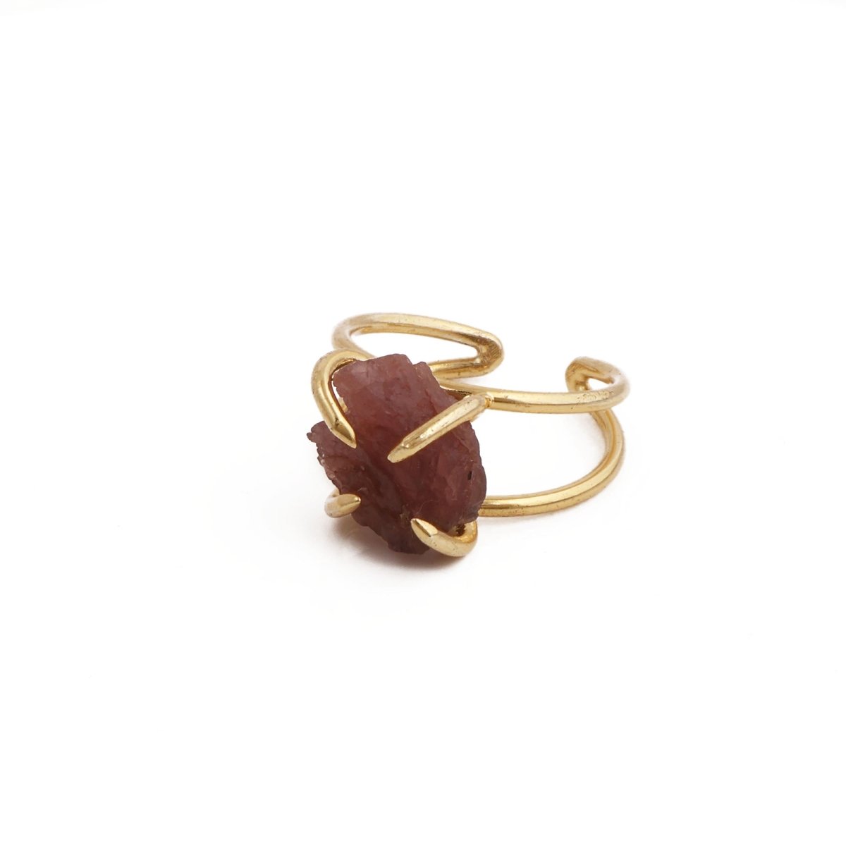18K Gold Plated Raw Citrine Ring, Statement Jewelry Adjustable Ring 5393