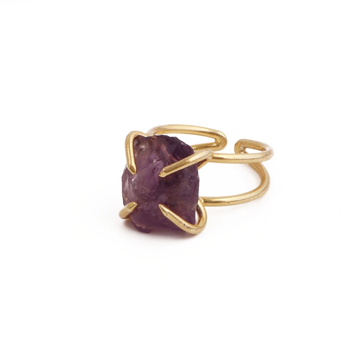 18K Gold Plated Raw Citrine Ring, Statement Jewelry Adjustable Ring 5393