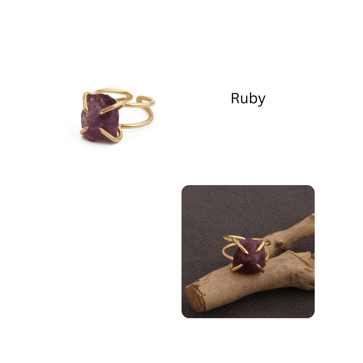 18K Gold Plated Raw Citrine Ring, Statement Jewelry Adjustable Ring 5393