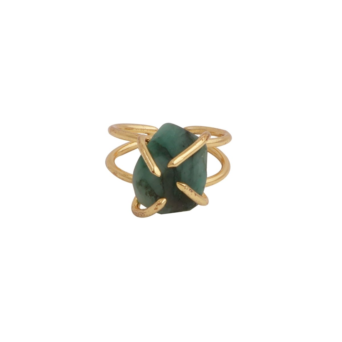 18K Gold Plated Raw Citrine Ring, Statement Jewelry Adjustable Ring 5393
