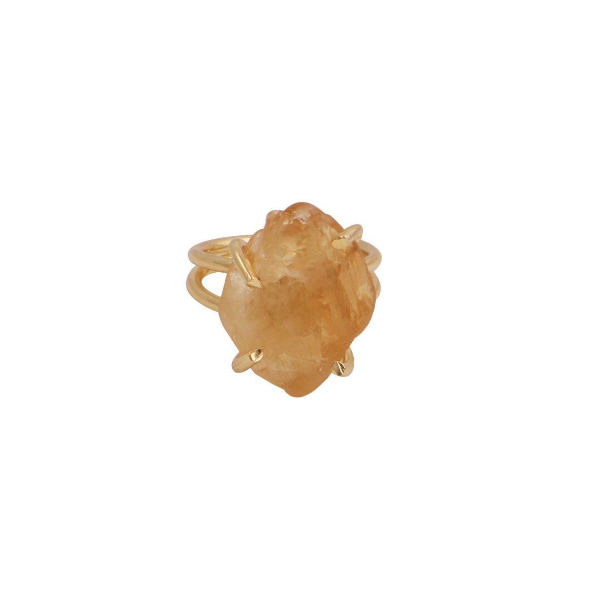 18K Gold Plated Raw Citrine Ring, Statement Jewelry Adjustable Ring 5393