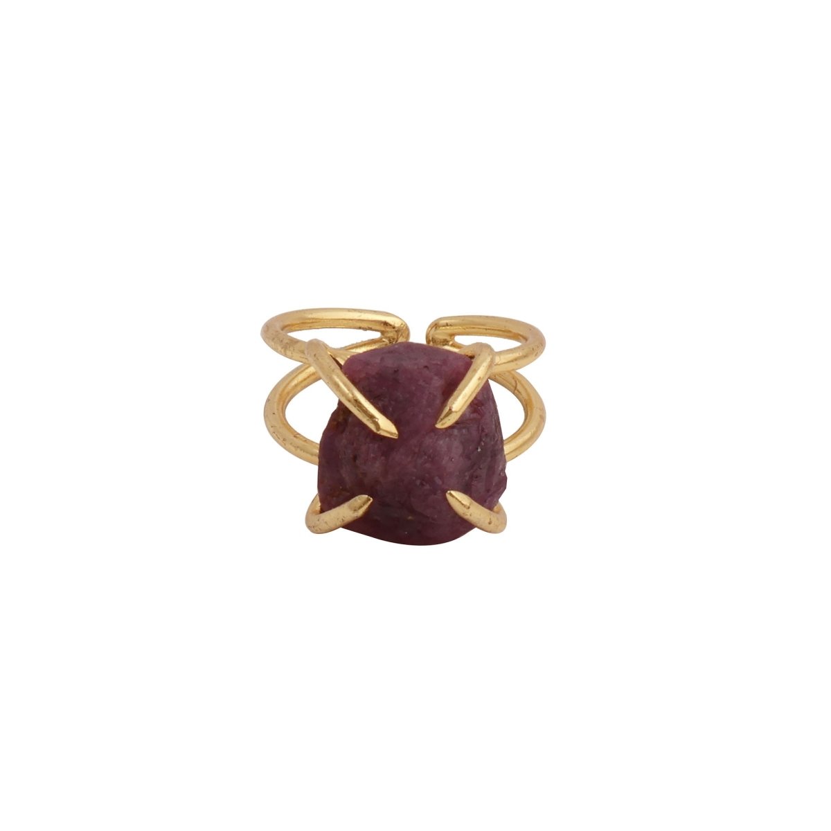 18K Gold Plated Raw Citrine Ring, Statement Jewelry Adjustable Ring 5393