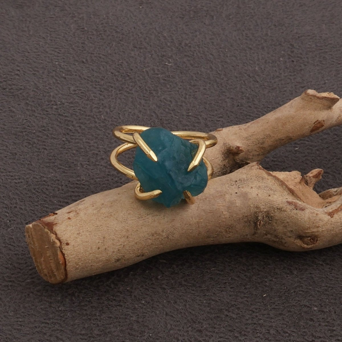 18K Gold Plated Raw Citrine Ring, Statement Jewelry Adjustable Ring 5393