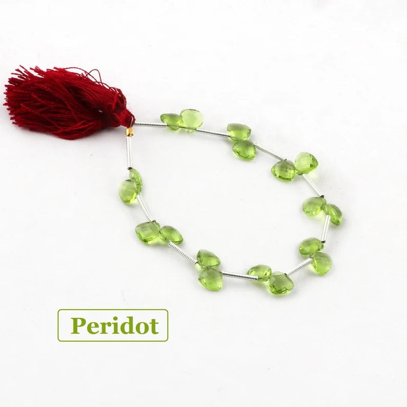 Peridot Quartz Briolette Gemstone Strand