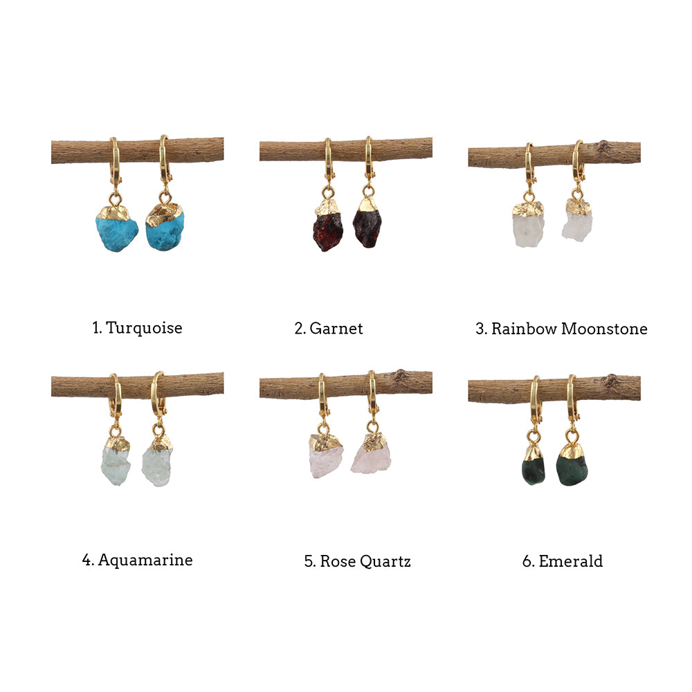 Raw Gemstone Birthstone Dangle & Drop Earrings