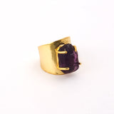 Purple Amethyst Gemstone Ring Ring Size 7, Purple Stackable Adjustable Ring, Gold Plated Jewelry, Wedding Gift, Ring For Mother 2098