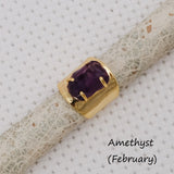 Purple Amethyst Gemstone Ring Ring Size 7, Purple Stackable Adjustable Ring, Gold Plated Jewelry, Wedding Gift, Ring For Mother 2098