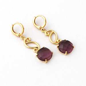 Rare Hydro purple Amethyst Stud Earrings, Drop & Dangle Earrings, Gold Plated Jewelry...