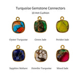 Gemstone Mohave Turquoise Cushion Shape Gold Bezel Charms