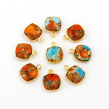 Gemstone Mohave Turquoise Cushion Shape Gold Bezel Charms