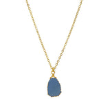 Blue Opal Pear Slice Pendant Necklace