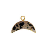 Dalmatian Jasper Crescent Moon Gold Plated Charm Pendant