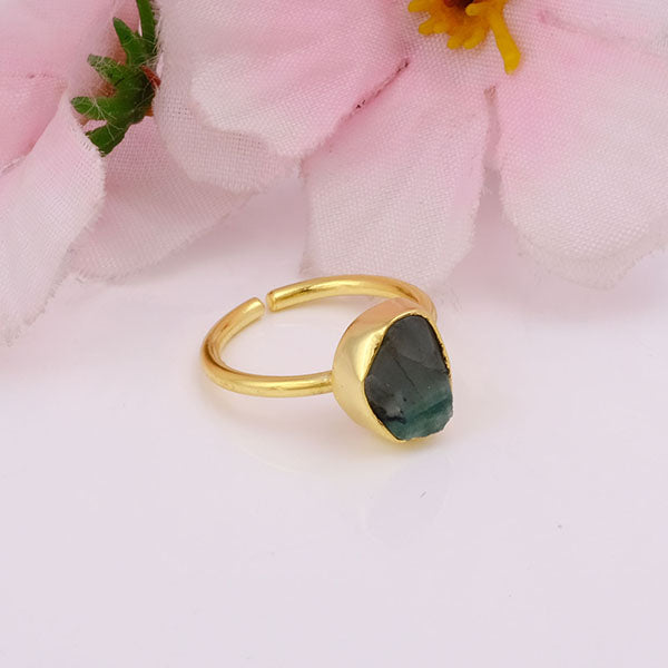 Raw Birthstone Gemstone Adjustable Silver Ring