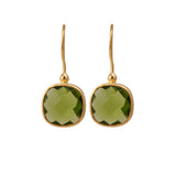 Green Peridot Gemstone Earring, Hook Jewellery For Women, Plain Metal With Gemstone Jewellery