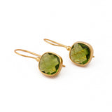 Green Peridot Gemstone Earring, Hook Jewellery For Women, Plain Metal With Gemstone Jewellery