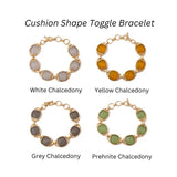 Gemstone Cushion Shape Gold Solid Chain Link Bracelet